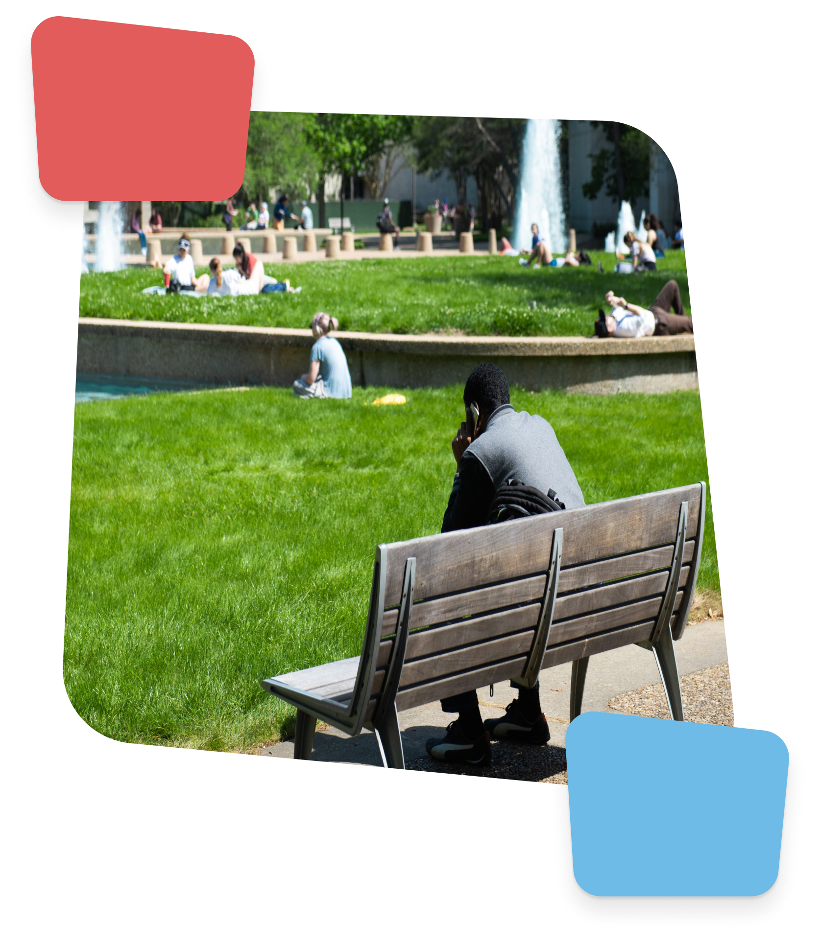 Student seated on campus
